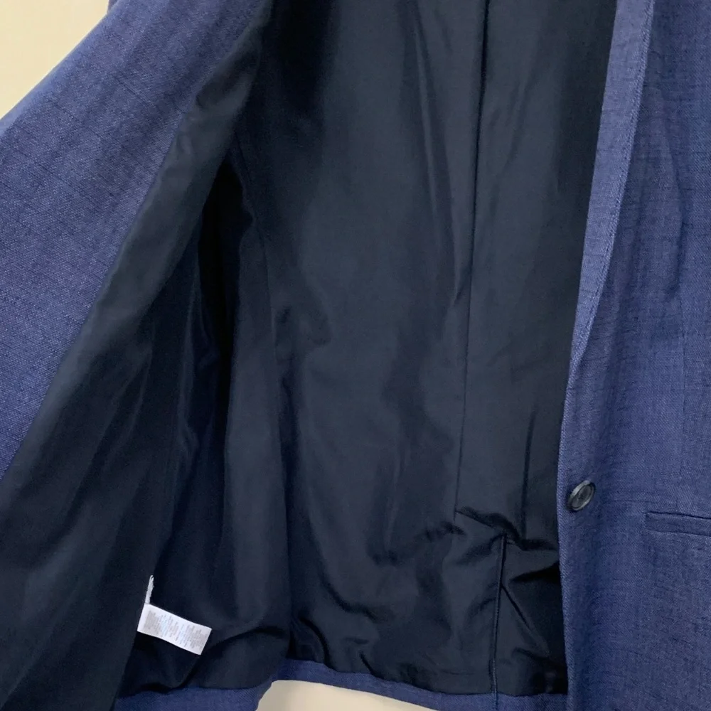 LOFT Navy Blue Textured Single-Button Blazer - Picture 5 of 9